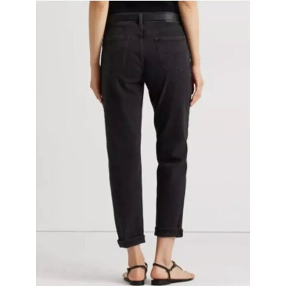 Lauren Ralph Lauren Relaxed Taper Jeans Womens Size 6 Black High Rise Stretch - Picture 2 of 7